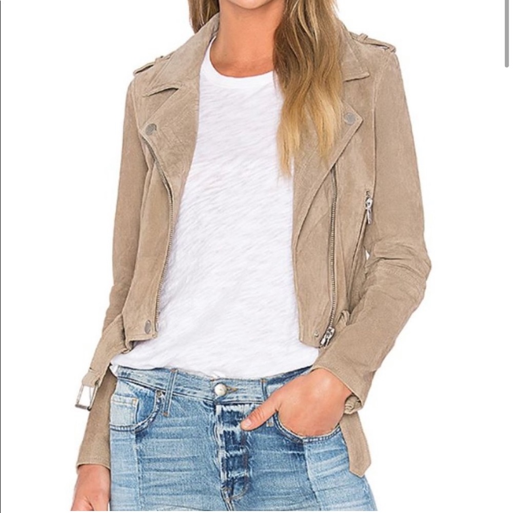 Blank NYC Tan Suede Leather Moto Jacket